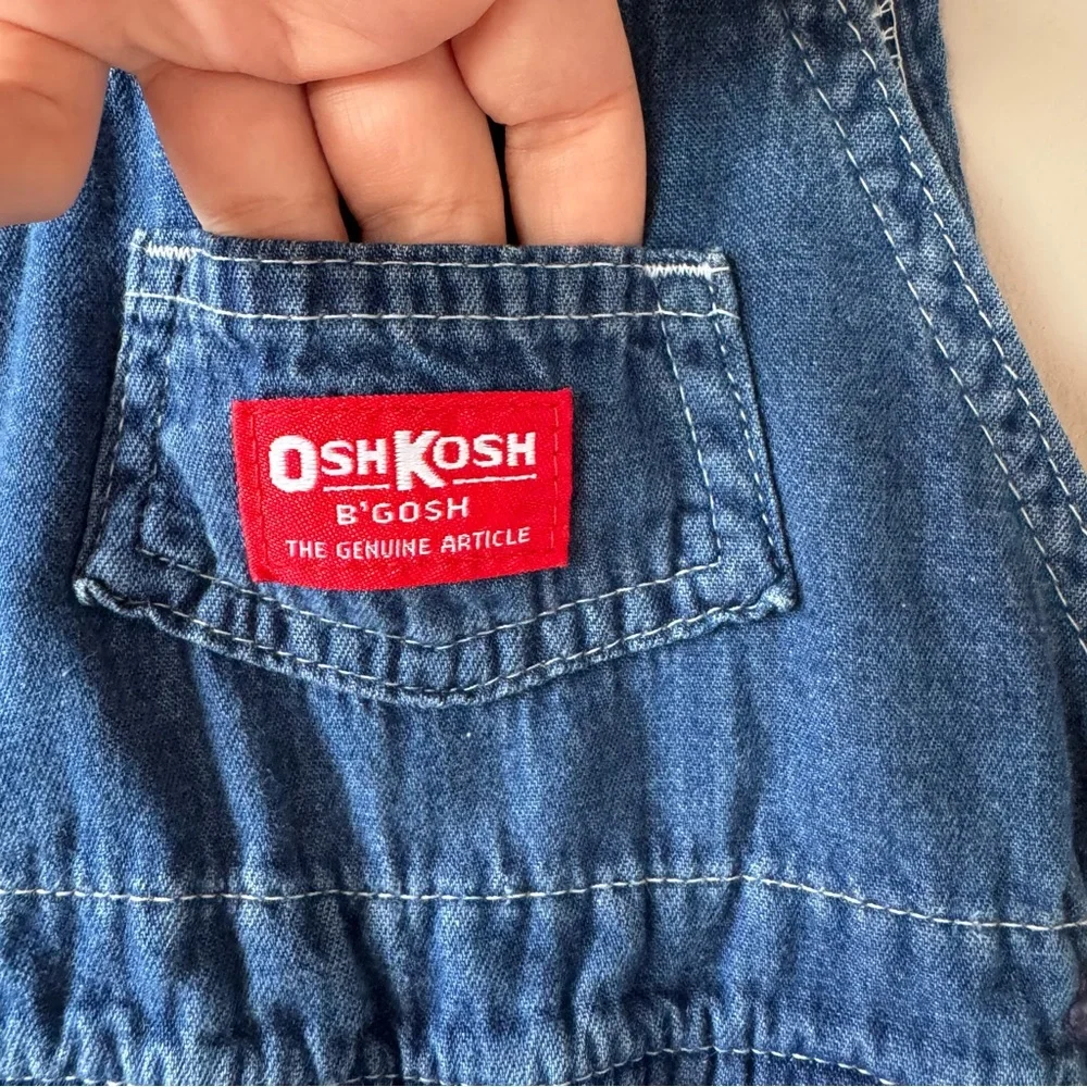 Vintage Osh Kosh B’Gosh Baby Red‎ Green Plaid Flannel Denim Overalls 6-9 months